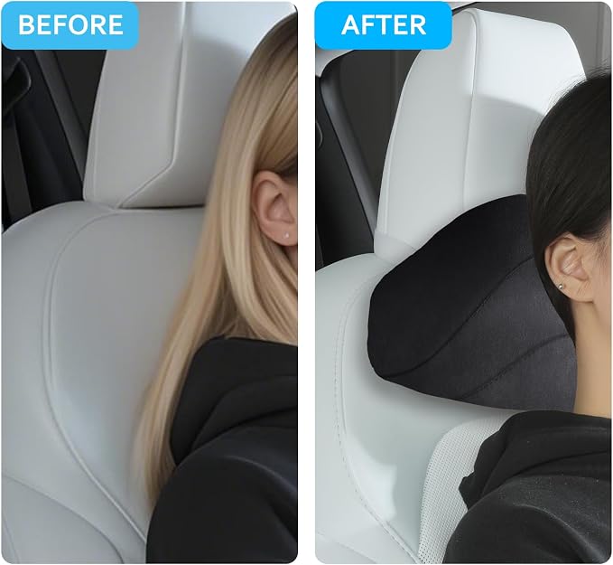Car Headrest Pillow for Driving, Softness Ergonomic Design Universal Travel - Image 6