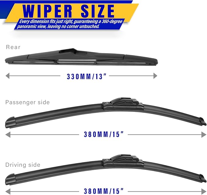 3 wipers Replacement for 2007-2017 Jeep Wrangler/2008-2018 Jeep Wrangler JK - Image 2