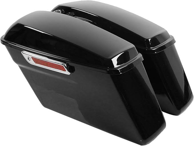 XFMT Vivid Black Motorcycle Saddlebags Hard Saddle Bags W/Black Conversion - Image 4