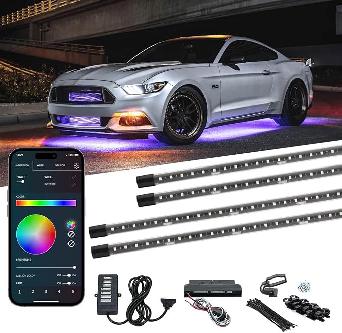 LEDGlow 4pc Bluetooth Million Color LED Underbody Underglow Accent Neon by LEDGlow