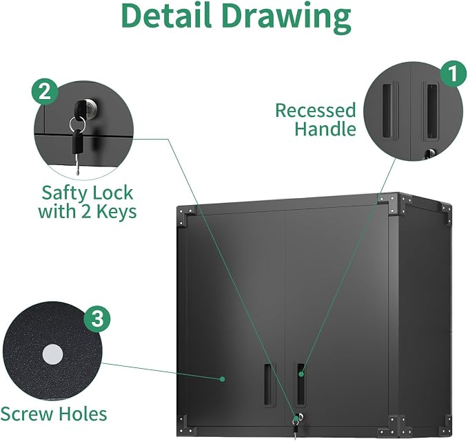 Metal Tool Cabinet, Garage Storage Cabinet System, Wall Cabinet & Locking - Image 5