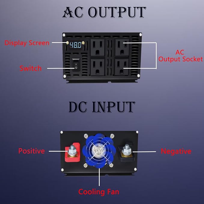 2000W Pure Sine Wave Inverter-36V DC to 110V 120V AC Power Converter - Image 3