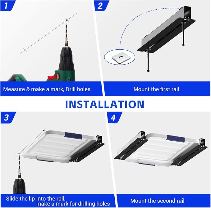3 Pack Overhead Storage Bin Rack, Ceiling Racks - Image 5