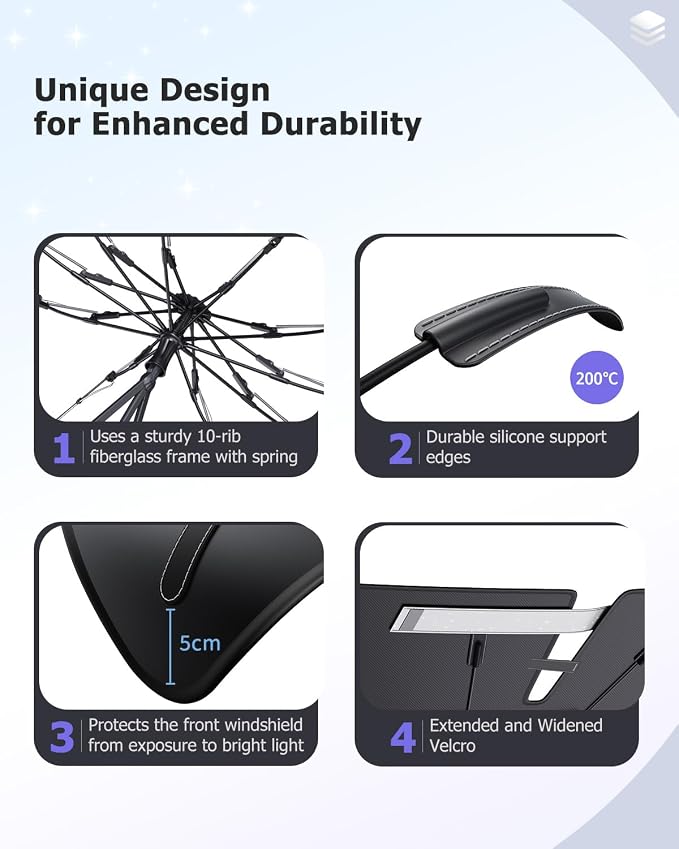 2025 Upgrade Car Windshield Sun Shade Windshield Sunshade Umbrella Protect Car - Image 5