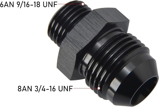 8AN Male Flare to 6AN ORB O-ring Boss Fuel Pump Rail Adapter Fitting Aluminum - Image 2