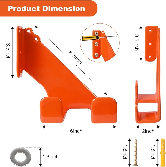 Chainsaw Hanger, Heavy Duty Chainsaw Hanger, 2 Pack Wall Mount Rack, Durable - Image 5