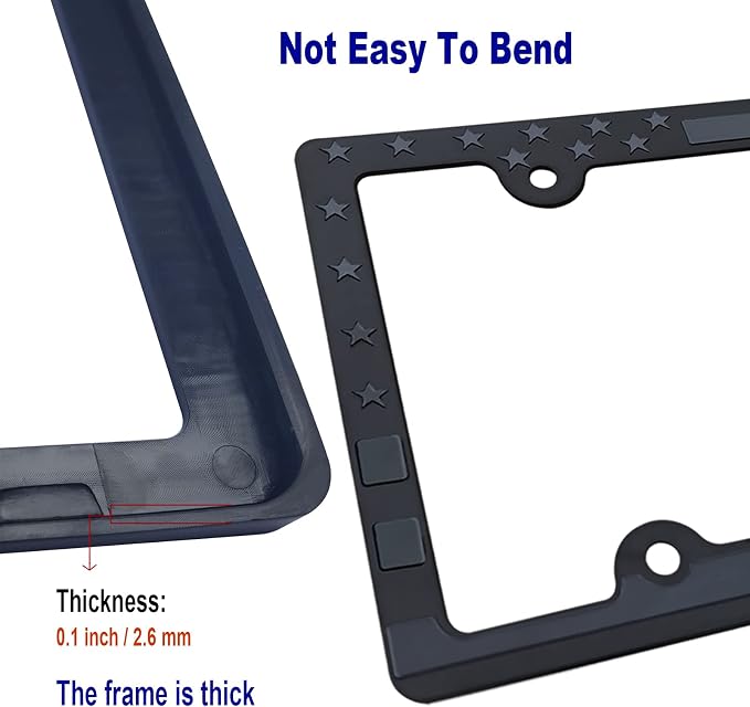 Black American Flag License Plate Frames- Patriotic USA Stars and Stripes Flag - Image 3