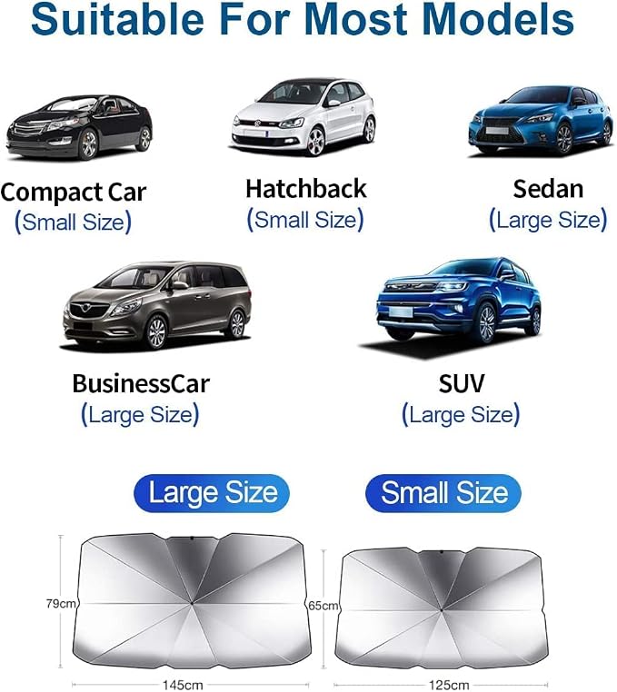 helloleiboo Car Windshield Sun Shade UV Rays and Heat Sun Visor Protector - Image 7