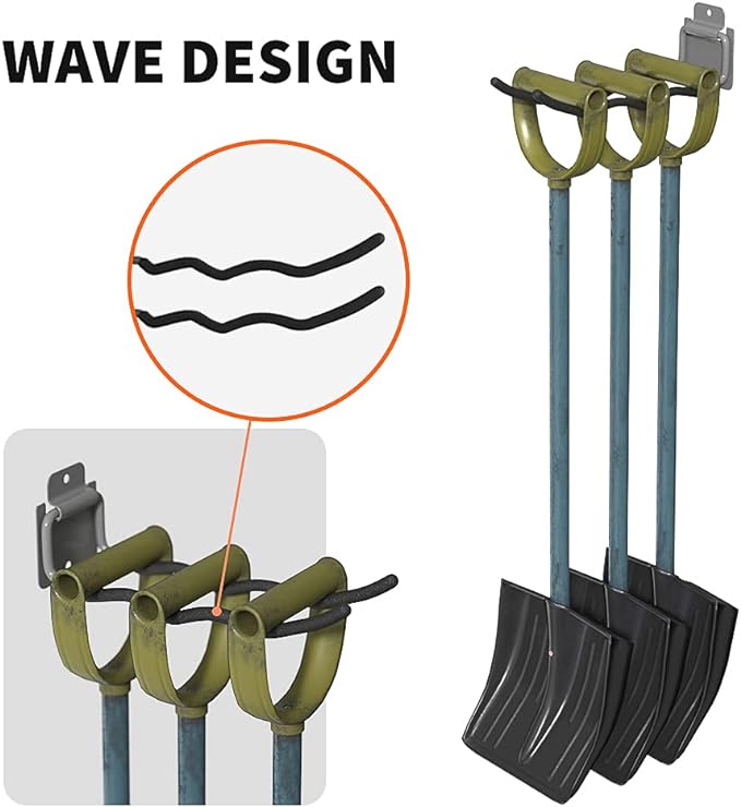 TORACK Garage Hooks Tool Organizer, 4 Pack Heavy Duty Steel 12" Wave Hooks - Image 4