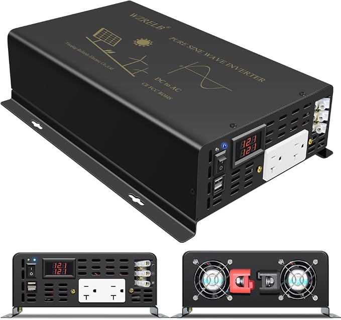 WZRELB 2500W Pure Sine Wave Power Inverter 12VDC to 120VAC 60HZ Dual AC Outlets - Image 3