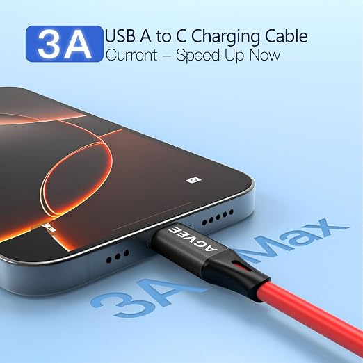AGVEE 3ft Coiled Short USB to USB-C Charging Cable 3A Fast Charger Cord in Car - Image 2