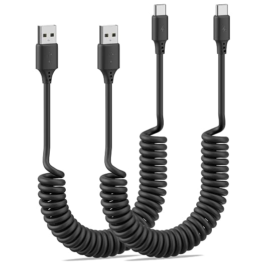Coiled USB C Cable for Car 2Pack 3ft, USB to USBC Coiled Cord for iPhone 16 15 by Unknown
