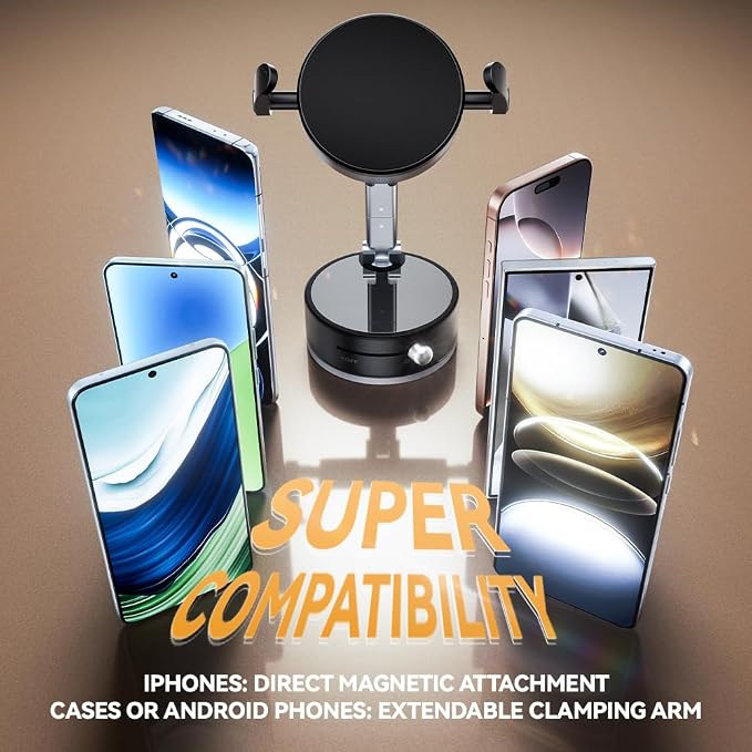 2025 Upgraded Foldable 2-in-1 Clip & Vacuum Magnetic Suction Car Phone Holder - Image 4
