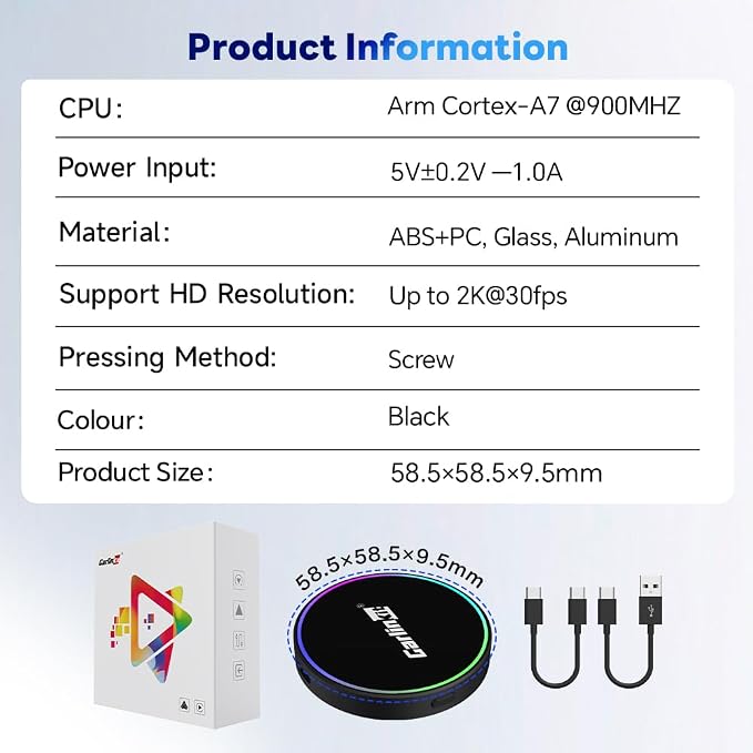 Carlinkit HD2CP Pro HDMI Wireless CarPlay Adapter- Wired CarPlay to Wireless - Image 8