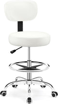 Drafting Chair with Backrest – Adjustable Foot Rest Rolling Stool with Wheels by BrickAttic