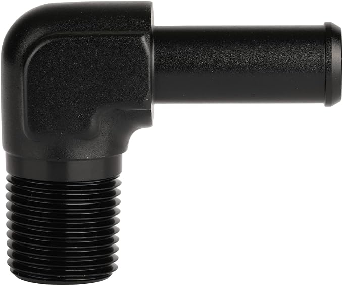 3/8 NPT Male to 1/2" Hose Barb Fitting Adapter 90 Degree Elbow Aluminum Black - Image 3