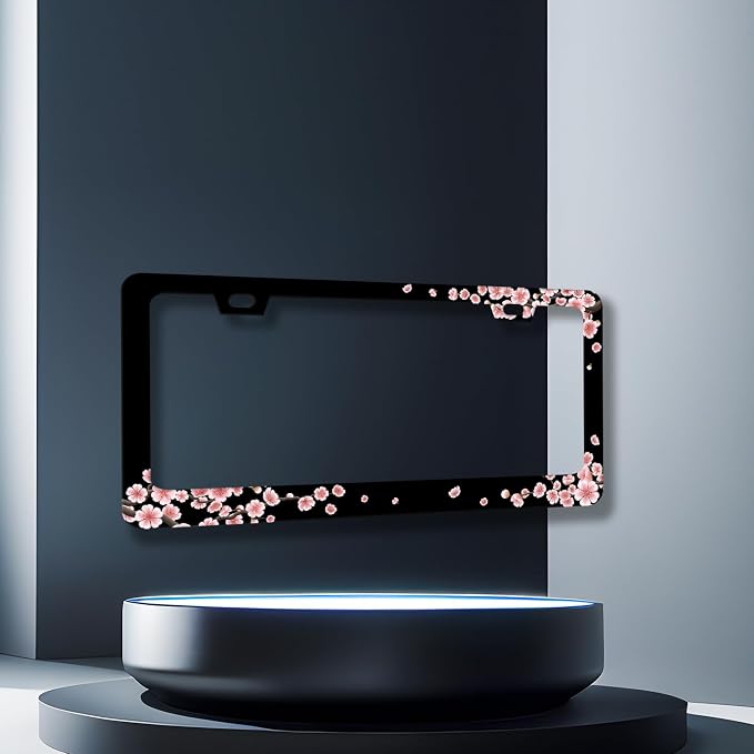 Beautiful Cherry Blossom License Plate Frame Pink Floral License Plate Holder - Image 3