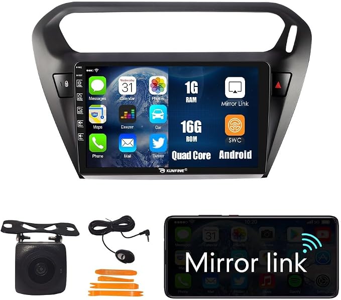 Kunfine Car Android Navigation Stereo GPS Radio Reverse Camera Display 9" IPS by KUNFINE