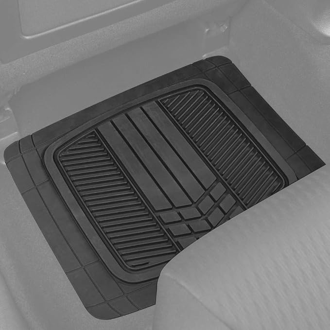 BDK Rubber Car Floor Mats All Weather Waterproof 4-Piece Sporty Two-Tone Design - Image 4