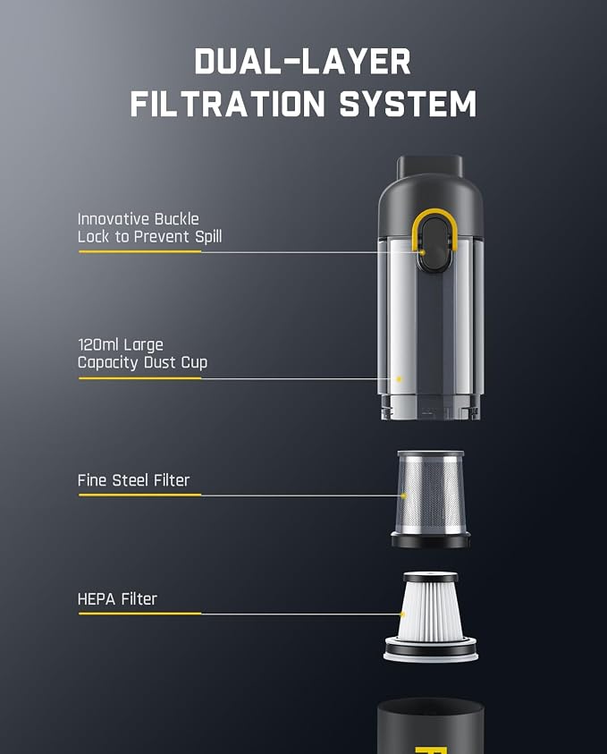 Fanttik Slim V8 Mate Cordless Car Vacuum Suction Power 12000Pa, Portable Mini - Image 9
