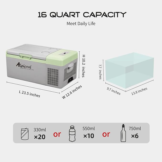 Alpicool Y16T Portable Fridge 12 Volt Car Refrigerator 16 Quart Freezer - Image 2