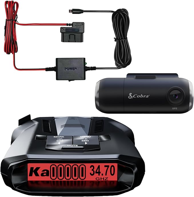 Cobra RAD 700i Radar Detector & SC 201 Smart Dash Cam + 2.5A OBD Port to Micro by CobraElectronics