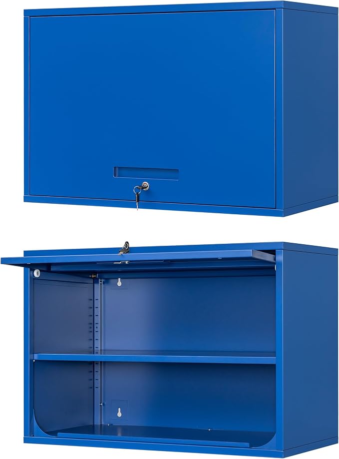 Metal Wall Cabinet with Locking Door and Shelf, Hanging Garage Cabinets with by Anxxsu