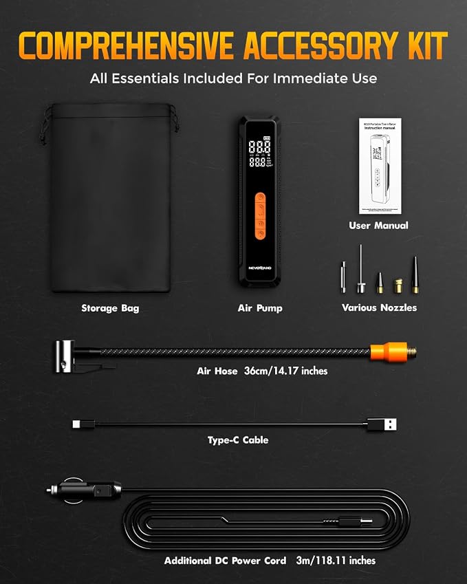 NEVERLAND Tire Inflator Portable Air Compressor - 20000mAh 150PSI Car Tire Air - Image 8