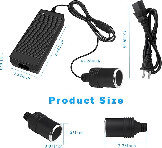 inShareplus 12V 120W AC to DC Converter, 110V to 12V 10A Car Cigarette Lighter - Image 6