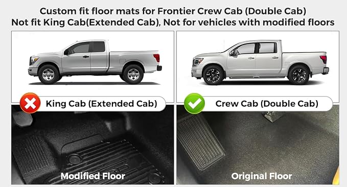 Car Floor Mats for Nissan Frontier 2008-2021 Crew Cab Full Set, All Weather - Image 3