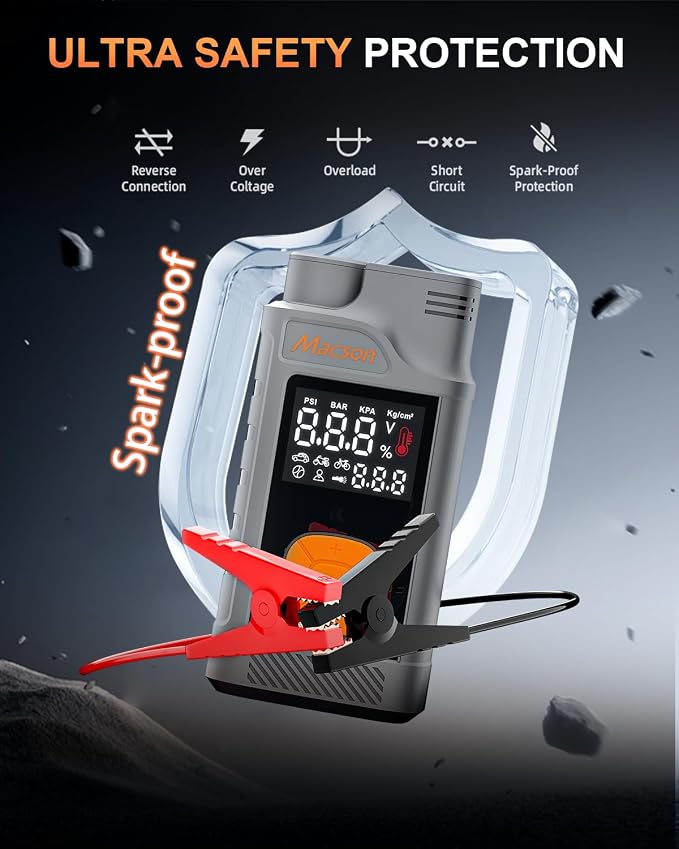 Jump Starter with Air Compressor-1500A Portable Car Battery Charger, 12V Jumper - Image 4