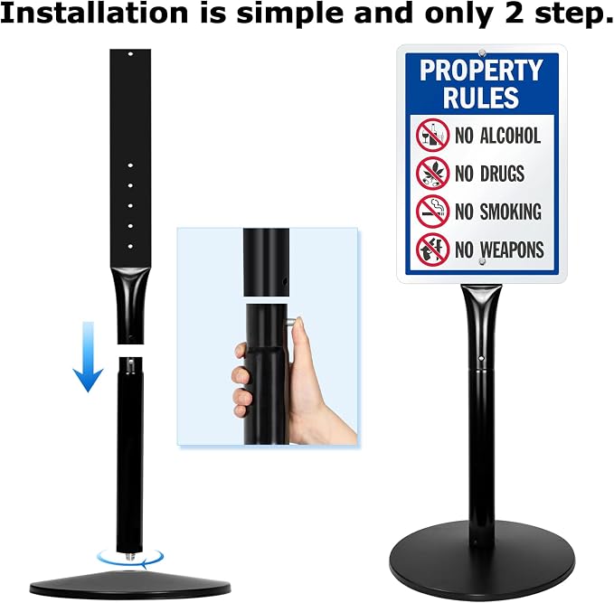 Parking Sign Post 49" Heavy Duty Cast Iron Parking Signs Stand, Movable Sign - Image 3