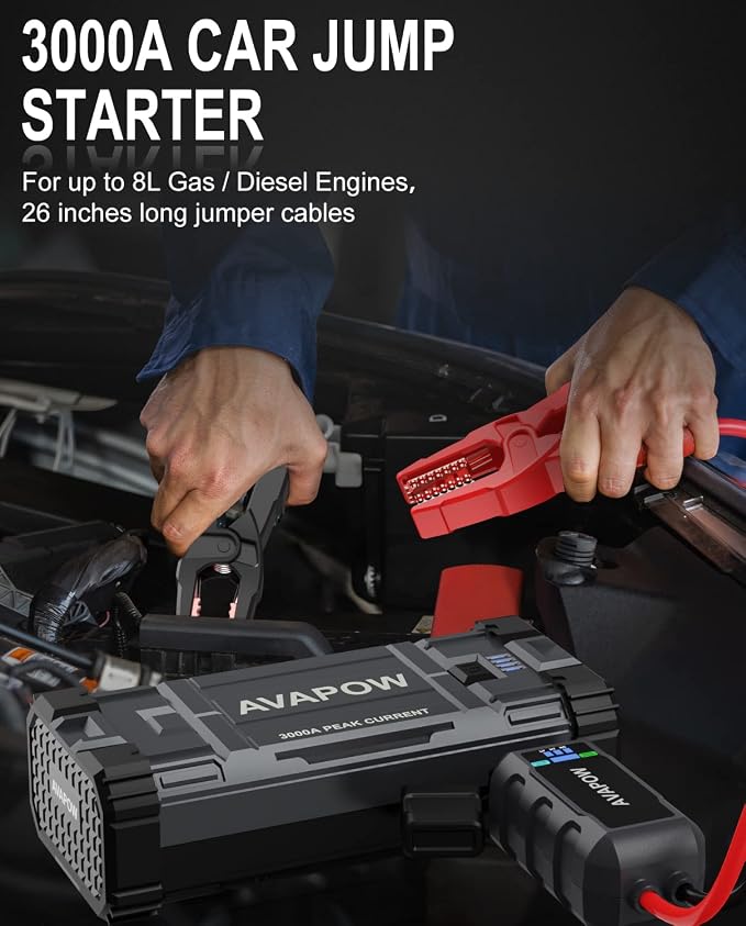 AVAPOW Car Battery Jump Starter 3000A Peak, Jumpstart - Image 4
