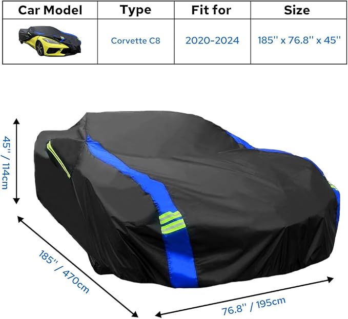 Avecrew for Chevrolet Corvette C8 Car Cover Waterproof All Weather for - Image 2