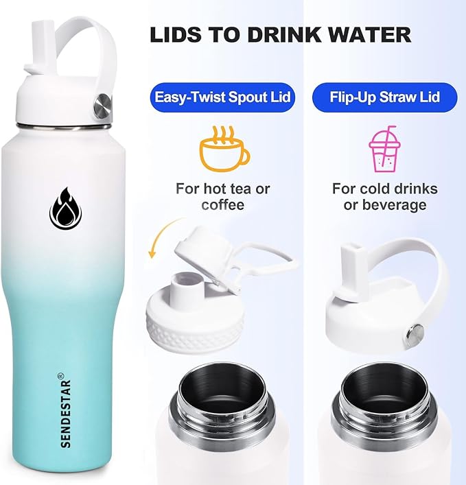SENDESTAR 32oz Water Bottle Wide Mouth Stainless Steel Vacuum Insulated Double - Image 2