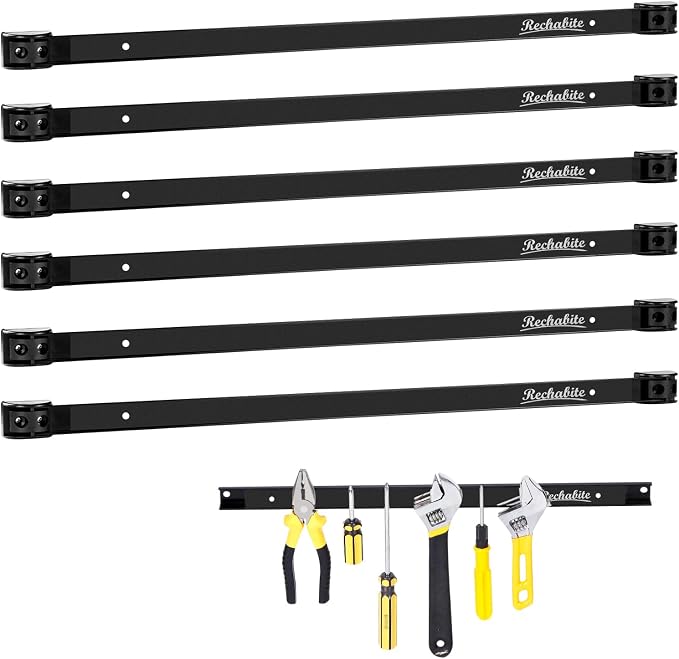 6 Pieces 24" Magnetic Tool Holder Strip, Metal Tool Organizer Rack by RechabiteMagneticTools