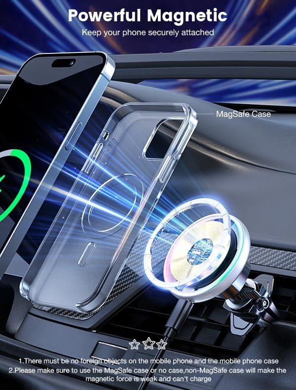 MOKPR for Magsafe Car Mount Charger-15W Wireless Car Charger-Magnetic Car Phone - Image 6