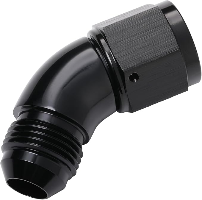 45 Degree 8AN Male to 8AN Female Swivel Full Flow Fitting Adapter Coupler - Image 3