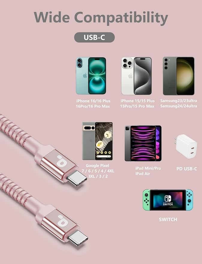 USBC Cables 6FT, Long USB C Fast Charging Cable Nylon Braided USBC iPhone - Image 8