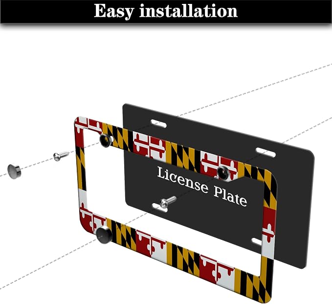 Front License Plate Bracket Multicolor License Plate Frames Flag of Maryland - Image 7