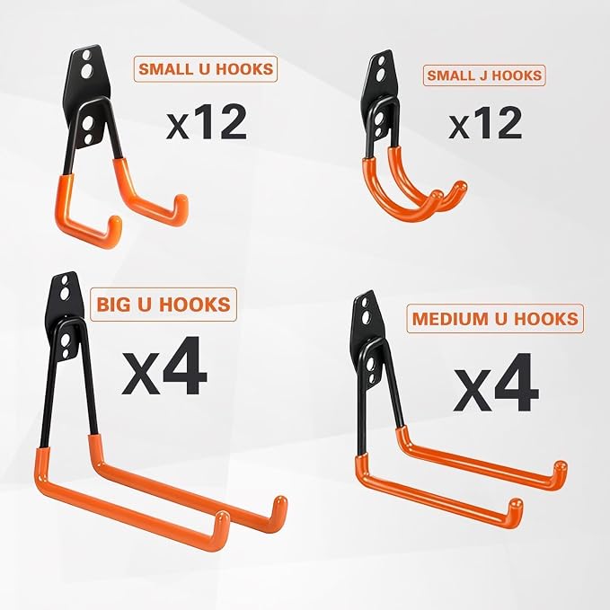 32 Pack Garage Hooks garage organization Steel Heavy Duty Garage Storage Hooks - Image 3