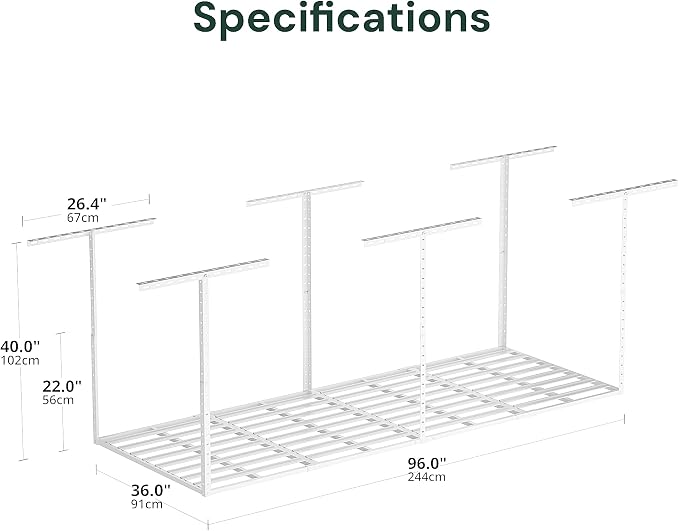 SunsGrove 3x8 Garage Storage Overhead Rack Organization, Adjustable Ceiling - Image 3