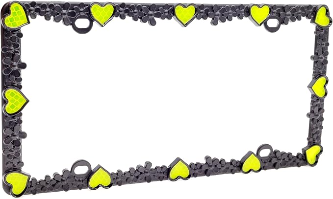 Creathome 3D Daisy Heart License Plate Frame from Pure Zinc Alloy Metal Perfect - Image 6