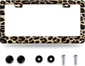 Leopard License Plate Frame Cheetah Leopard Brown License Plate Stainless Steel by GORSNKYE
