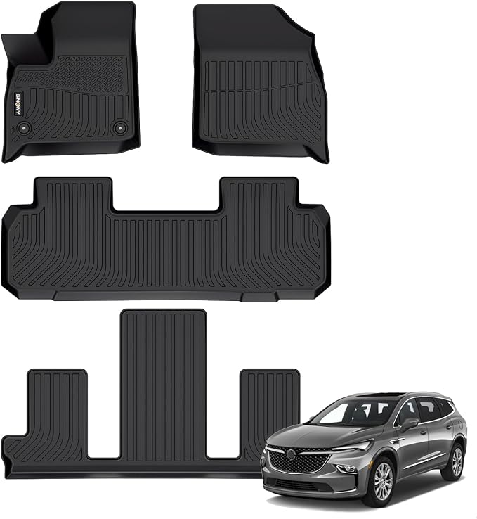 GINOWY-Floor Mats for Buick Enclave 2018-2024, TPE All Weather Mats Enclave by GINOWY