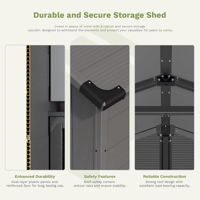 Patiowell 6 x 6 FT Plastic Outdoor Storage Shed - Image 3