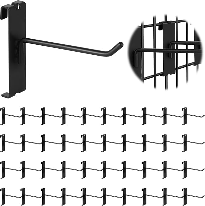 40Pcs 4" Gridwall Display Hooks Assortment Set, Wire Diameter 5mm/ 0.2” by Yauhar
