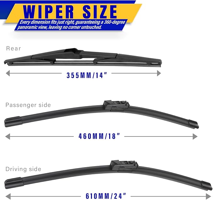 3 wipers Replacement for 2017-2022 2023 Mazda CX-5 2017-2022 2023 Mazda CX-9 - Image 2