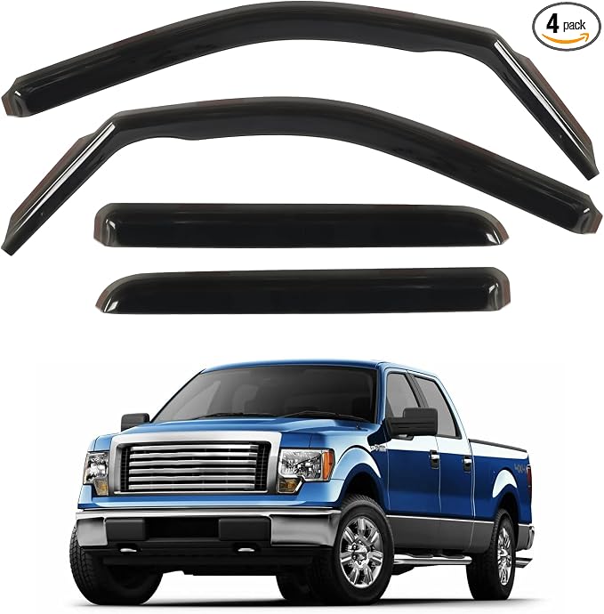 in Channel Rain Guards Fit for Truck 2009 2010 2011 2012 2013 2014 Ford F150 by CHYKORLA