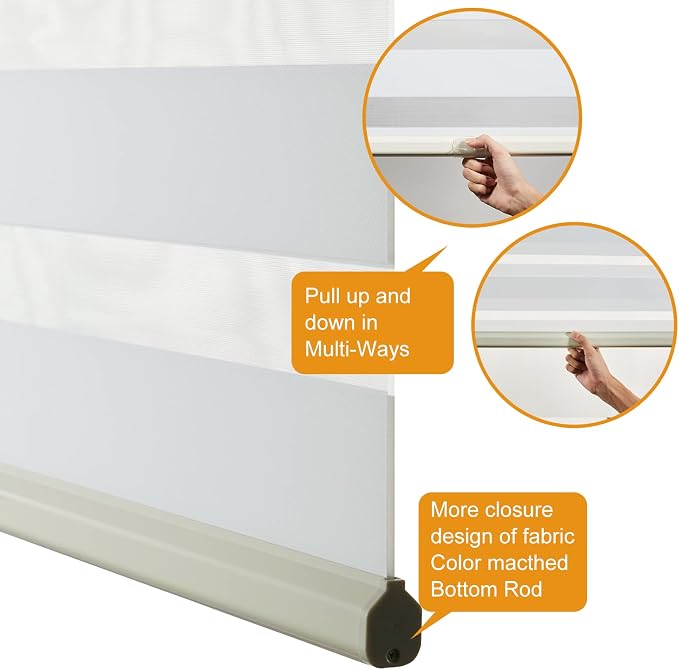 Persilux Cordless Zebra Blinds for Windows Free-Stop Roller Windows Shades Dual - Image 3
